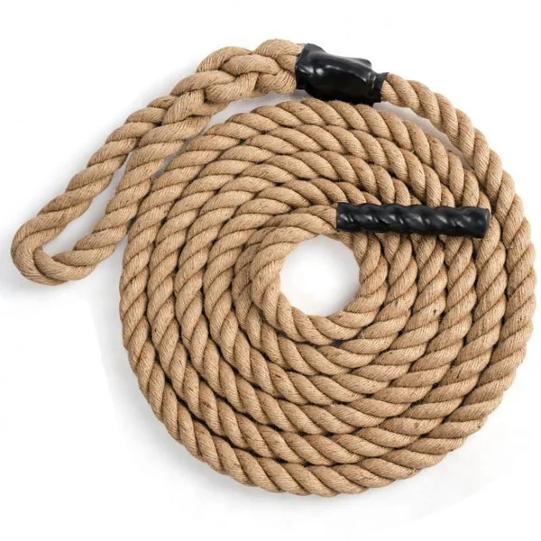 Corde de Chanvre 6M Diamètre de 38MM Corde de Sport en Jute Poignées en Caoutchouc
