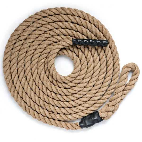 Corde de Chanvre 9M Diamètre de 38MM Corde de Sport en Jute Poignées en Caoutchouc