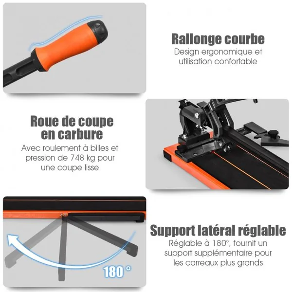 Coupe Carrelage Manuel Longueur de Coupe 910mm Découpeuse en Céramique Épaisseur de Coupe 14mm Angle Réglable 0°-60°