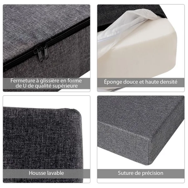 Coussin de Palette avec Fermeture Eclair 20 x 60 x 40CM en Eponge avec Housse Imperméable