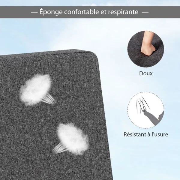 Coussin de Palette avec Fermeture Eclair 20 x 60 x 40CM en Eponge avec Housse Imperméable