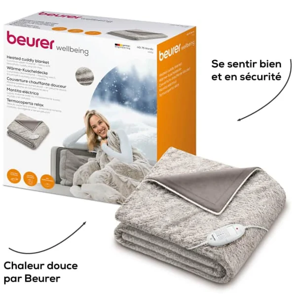 Couverture chauffante polaire HD 75 NORDIC TAUPE - Oplus Médical