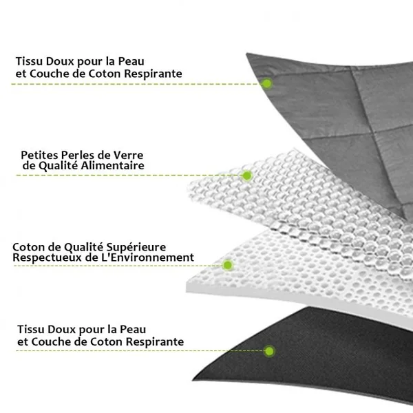 Couverture Pondérée Couverture de Légère à Lourde Soulage le Stress 100% Coton Respirant 8 kg, 152 x 203 cm, Grise