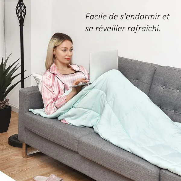 Couverture Pondérée de 5 kg pour Adultes 7 Couches 8 Boucles avec Perles de Verre en Polyester, 104x152cm, Vert