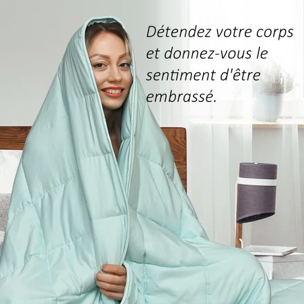 Couverture Pondérée de 5 kg pour Adultes 7 Couches 8 Boucles avec Perles de Verre en Polyester, 104x152cm, Vert