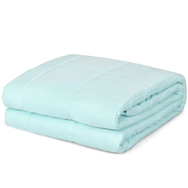 Couverture Pondérée de 5 kg pour Adultes 7 Couches 8 Boucles avec Perles de Verre en Polyester, 104x152cm, Vert