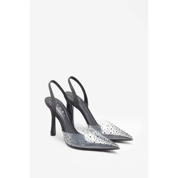 Covergirl | Talons aiguilles noirs fermeture à l'arrière avec strass