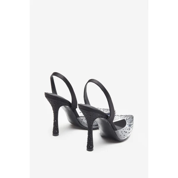 Covergirl | Talons aiguilles noirs fermeture à l'arrière avec strass