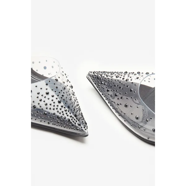 Covergirl | Talons aiguilles noirs fermeture à l'arrière avec strass