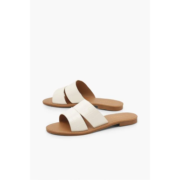 Croc Peep Toe Sliders