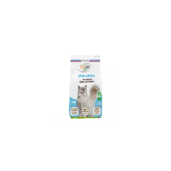 Croquettes au poisson bio pour chat adulte - 2kg