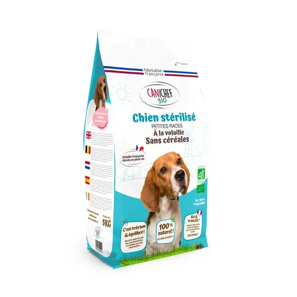 Croquettes sans céréales pour chien stérilisé 5Kg