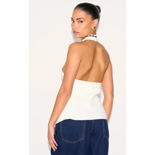 Crème Cardigan Petite En Maille Avec Nœud Sur Le Devant