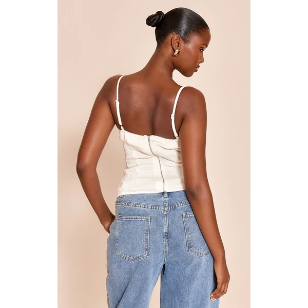 Crème Corset Long Texturé À Bretelles