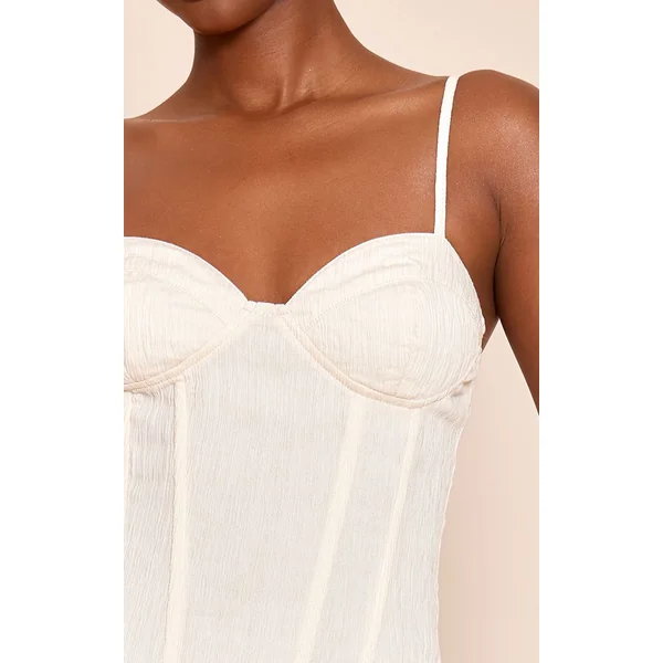 Crème Corset Long Texturé À Bretelles