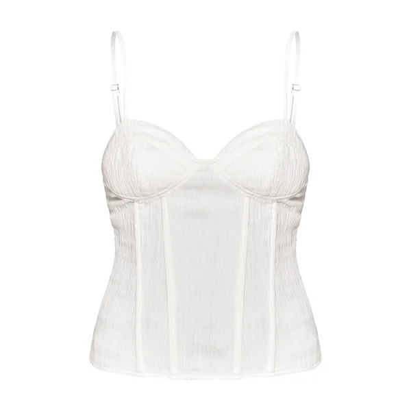Crème Corset Long Texturé À Bretelles