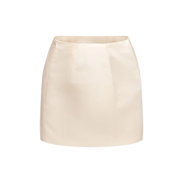 Crème Ensemble Coordonné Jupe Mini Moulante En Satin