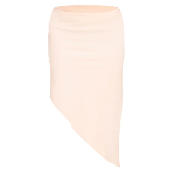 Crème Jupe Mi-longue Asymétrique Fluide En Peau De Pêche