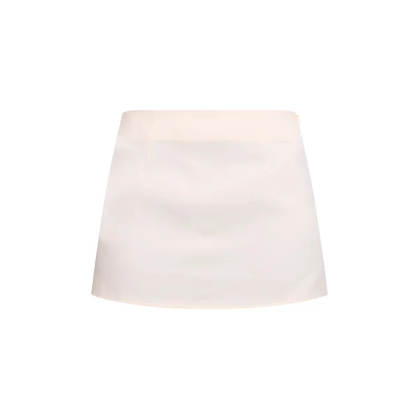 Crème Jupe Mini Taille Mi-haute Tissée Ajustée
