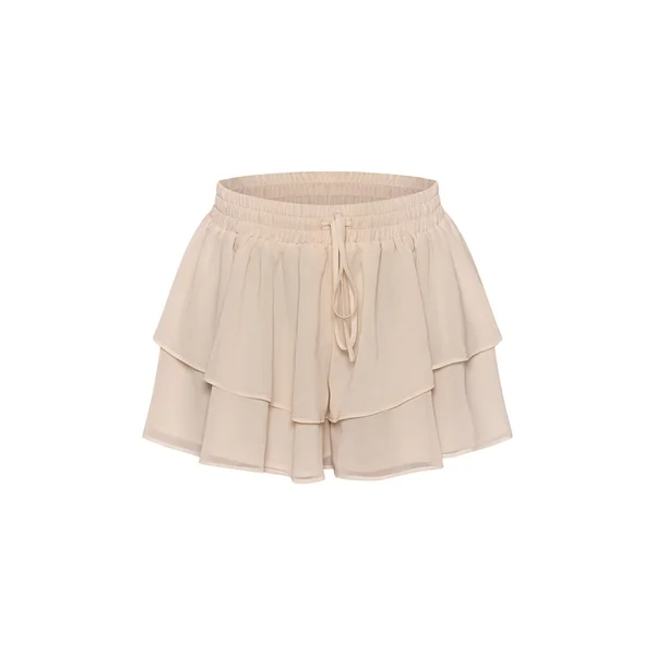 Crème Mini Jupe Fluide En Mousseline À Volants