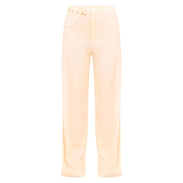Crème Pantalon Large Tissé Ajusté Avec Détail Ceinture