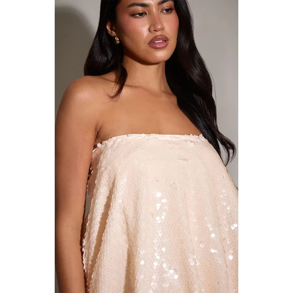 Crème Robe Boule À Paillettes
