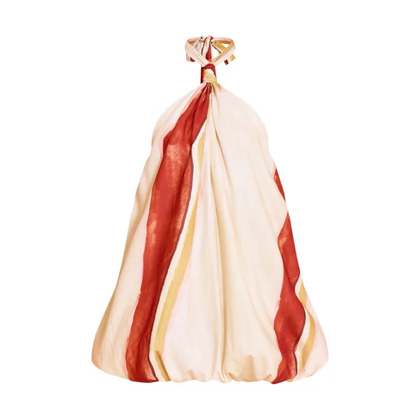 Crème Robe Mini Bouffante Imprimée À Col Licou