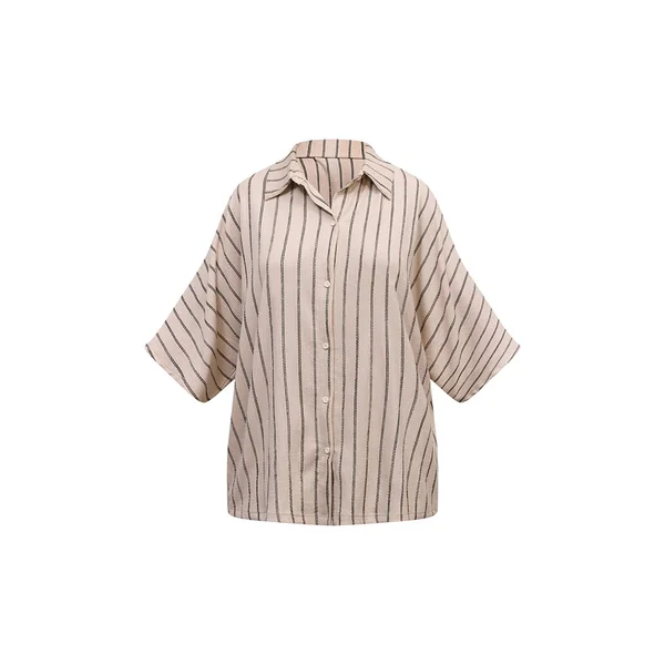 Crème Short Coordonné À Rayures Texturées