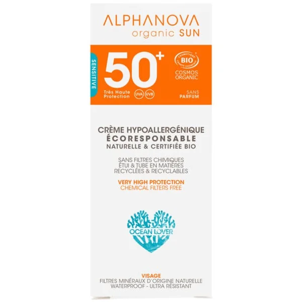 Crème solaire visage sans parfum SPF50+