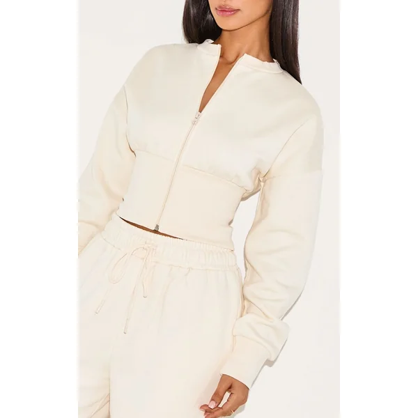 Crème Sweat Zippé Petite À Ourlet Élastiqué