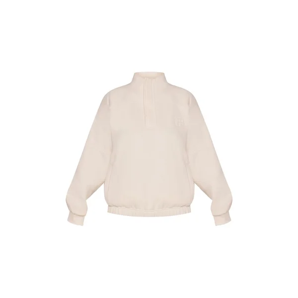 Crème Sweat-shirt À Col Montant Avec Logo PLT Embossé