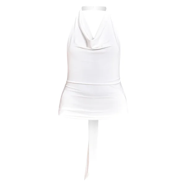 Crème Top Long Dos Nu À Double Couche Slinky Avec Détail De Finition
