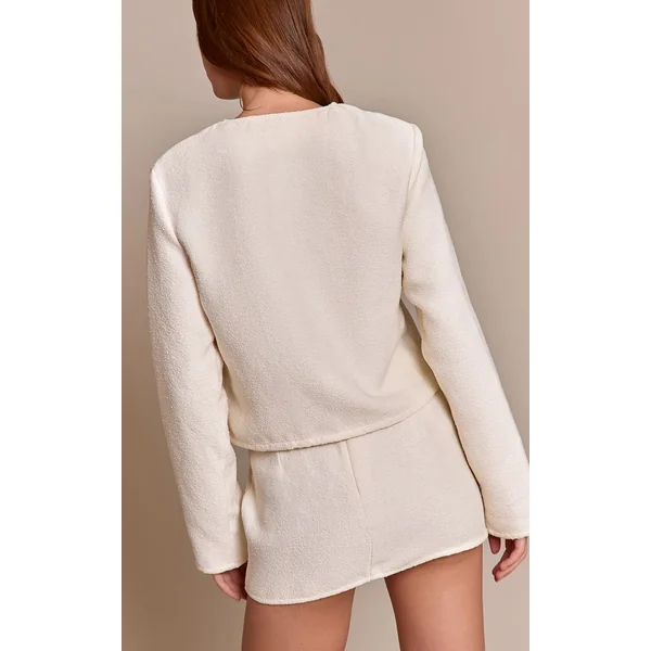 Crème Veste Bomber Zippée En Bouclé Champignon