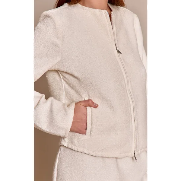 Crème Veste Bomber Zippée En Bouclé Champignon