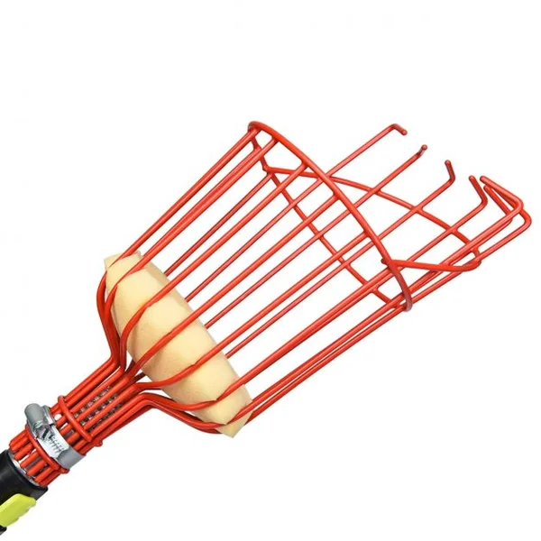 Cueilleur de Fruit Réglable de 145 cm-366 cm Ultra Léger Manche Télescopique Panier Pivotant en Aluminium et Fer Noir
