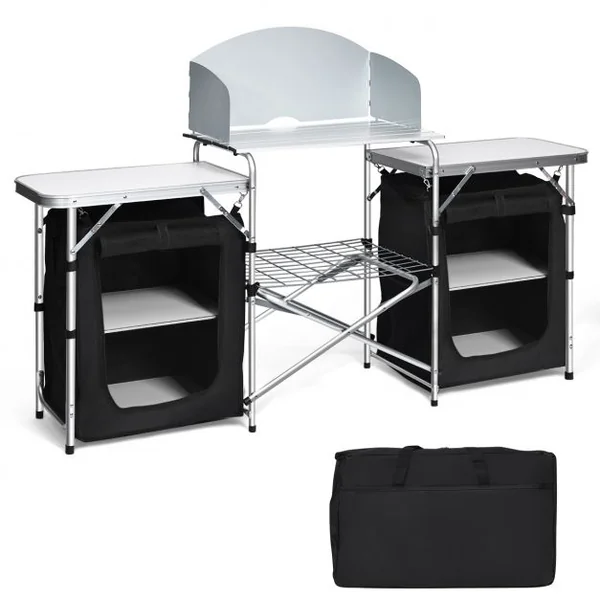 Cuisine de Camping avec Etagère de Rangement Cuisine d’Extérieur Idéal pour Soirée Pique-nique Festival