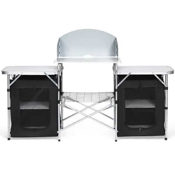 Cuisine de Camping avec Etagère de Rangement Cuisine d’Extérieur Idéal pour Soirée Pique-nique Festival