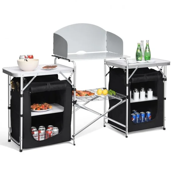 Cuisine de Camping avec Etagère de Rangement Cuisine d’Extérieur Idéal pour Soirée Pique-nique Festival