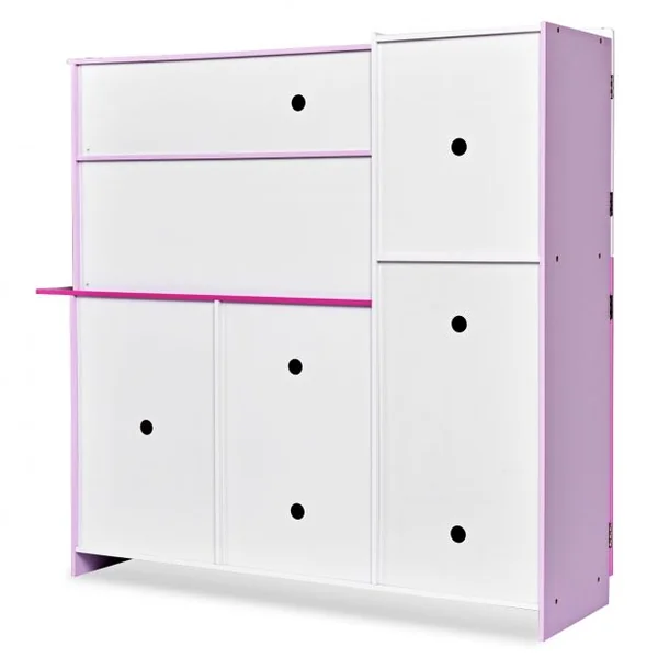 Cuisine de Jeu pour Enfants avec Accessoires Jeu de Cuisine avec Évier Robinet Micro-ondes, en MDF 98x31x102cm, Rose