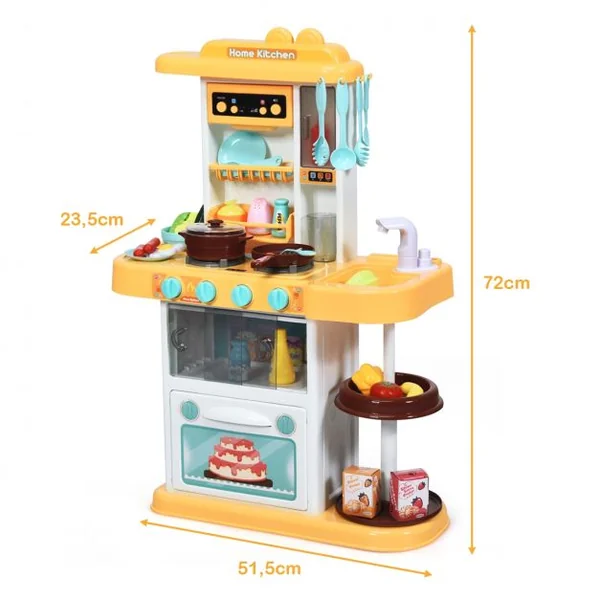 Cuisine pour Enfant avec 38 Accessoires de Jouets Lumières Boîte à Musique Jaune