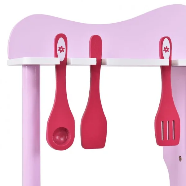 Cuisine pour Enfant en Bois Cuisine de Jouets Cuisine de Jeux Cuisine Éducatif Jeux de Rôle avec accessoires rose