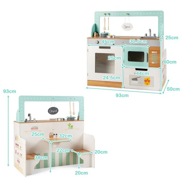 Cuisine pour Enfant en Bois Double Face pour Rôle de Cuisinier et de Client Jeu d’imitation