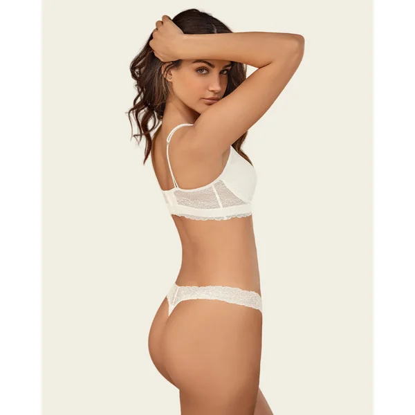 Culotte brésilienne avec dentelle à la taille et tissu lisse