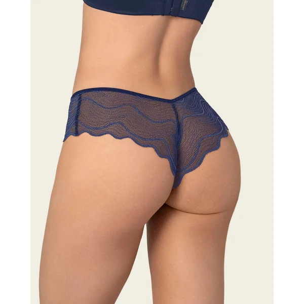 Culotte coquine en dentelle transparente festonnée