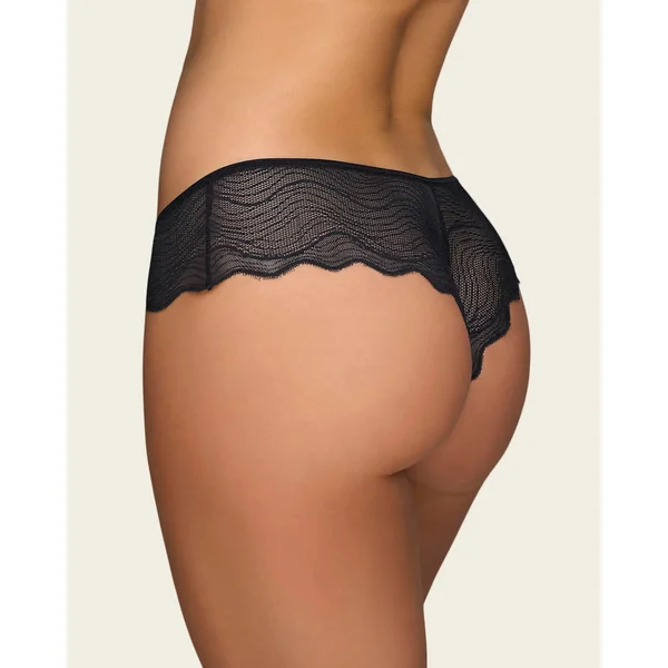 Culotte coquine en dentelle transparente festonnée