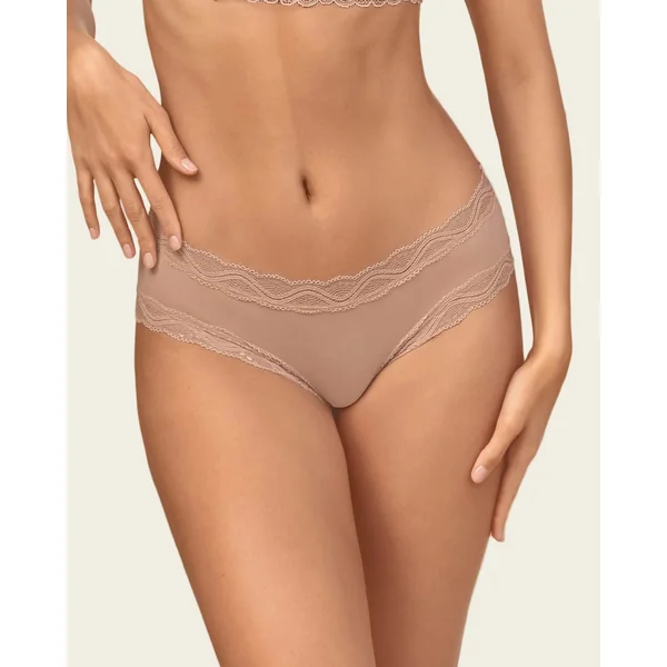 Culotte taille mi-haute en tissu uni et dentelle