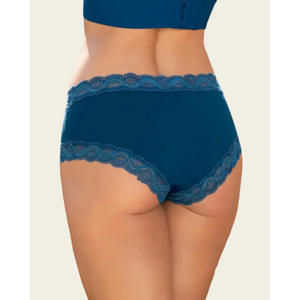Culotte taille mi-haute en tissu uni et dentelle