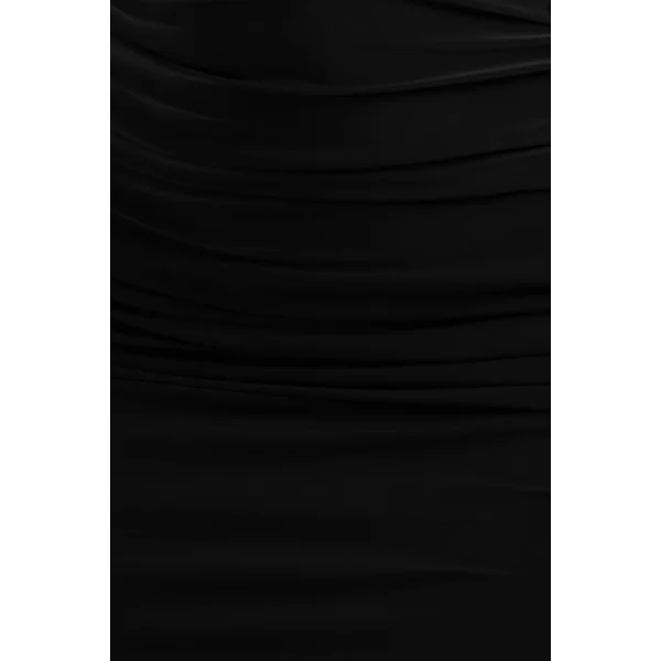 Dalarie | Robe longue noire asymétrique à fronces