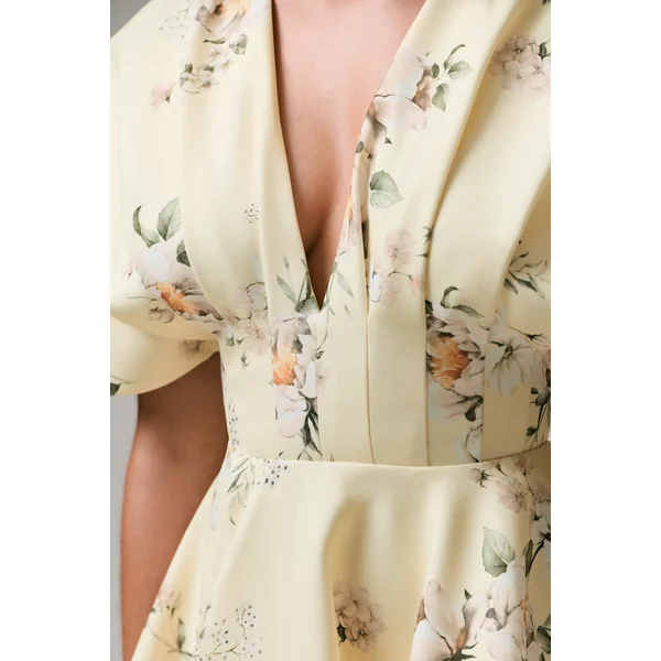 Delight | Mini-robe à décolleté plongeant et volants imprimé citron