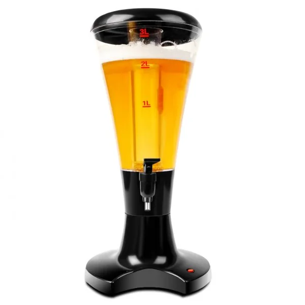 Distributeur de Bière avec Robinet et Colonne de Glaçon Girafe à Bière Tireuse à Bière Volume de 3 Litres en ABS Noir